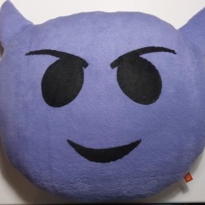 М'яка іграшка-подушка ручної роботи Смайлик із ріжками