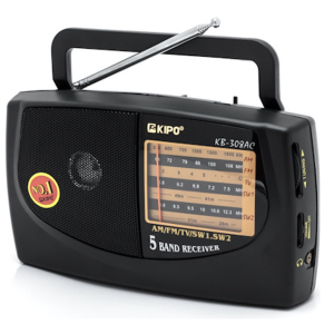 Радіоприймач багатодіапазонний мережевий KIPO KB-308AC, FM/AM/SW(1-2), 220 V, 2хD (3V)