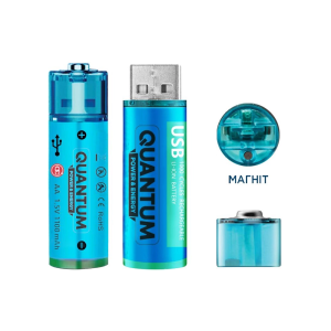 Акумулятор QUANTUM Li-Ion AA 1,5V 1100mAh, USB