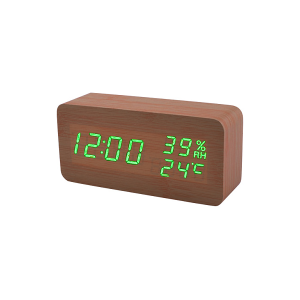 VST 862S-6 Годинник мережевий, темне дерево з білою підсвіткою (USB)