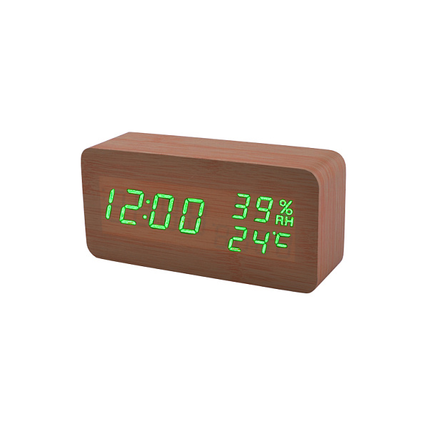 VST 862S-6 Годинник мережевий, темне дерево з білою підсвіткою (USB)
