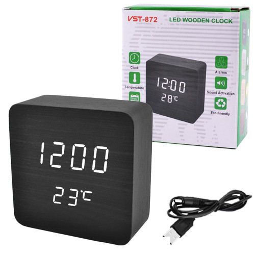 VST 872-6 Годинник мережевий, темне дерево з білим підсвічуванням (USB) - Зображення 3