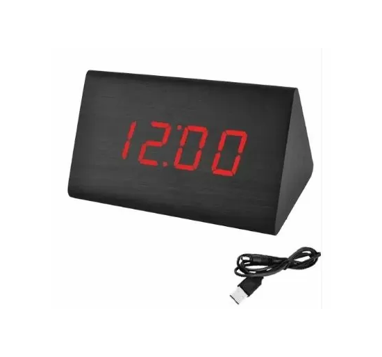 VST 868-1 Годинник мережевий, темне дерево з червоною підсвіткою (USB) - Зображення 2