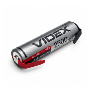 Акумулятор AA (HR6) Ni-MH Videx 1.2V 2500 mAh з пелюстками для пайки