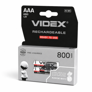 Акумулятори Videx AAA 800mAh Ready For Use 2 шт