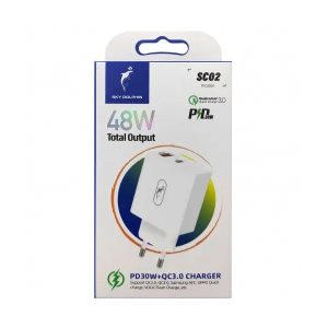 Мережевий зарядний пристрій SkyDolphin SC02 48W USB-C + USB-A з підтримкою PD та QC