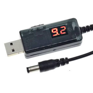 Кабель живлення USB 5V на 9V / 12V 5.5×2.1 / 5.5×2.5 мм з дисплеєм, 1 м