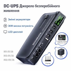 Джерело безперебійного живлення UPS DC1036L 5V/9V/12V/24USB, для роутера, терміналу, модему (без АКБ)