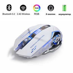 Миша бездротова безшумна MS783-W ігрова, 3600 DPI, Bluetooth + 2.4G wireless, біла