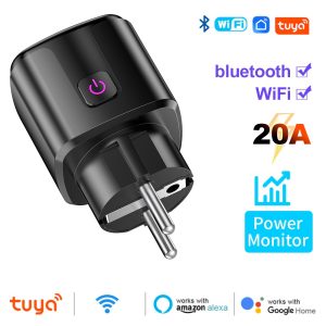 Розумна Wi-Fi розетка Tuya Smart 20A (Tuya / Smart Life), чорна