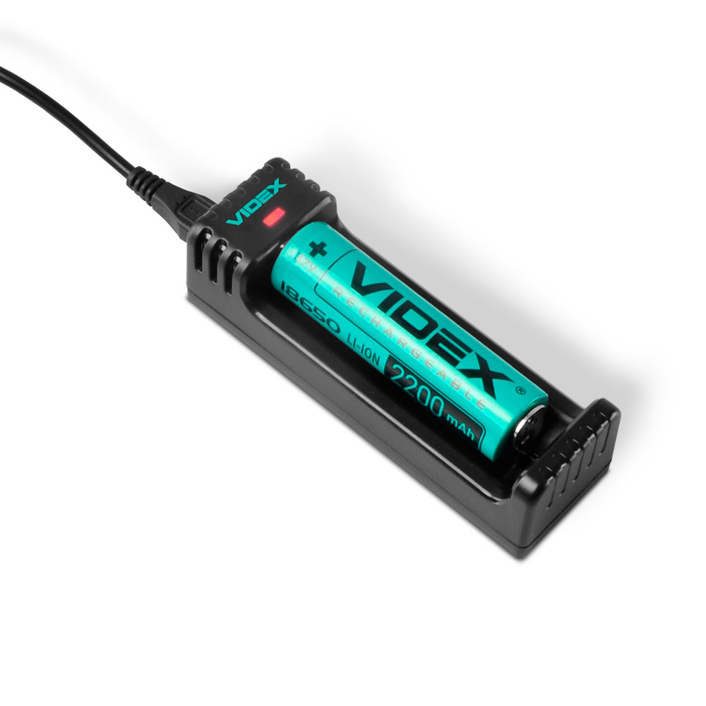 Зарядний пристрій універсальний Videx VCH-U101, 1 слот, Li-ion / Ni-MH / Ni-Cd, 18650 / AA / AAA, Micro USB - Зображення 5