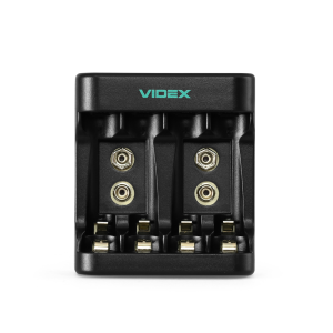 Зарядний пристрій Videx VCH-N402, 4 канали, AA / AAA / Крона 9V, Ni-MH / Ni-Cd, USB Type-C