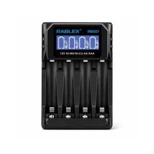 Зарядний пристрій Rablex RB407, 4 слоти, AA / AAA, Ni-MH / Ni-Cd, LCD, Type-C
