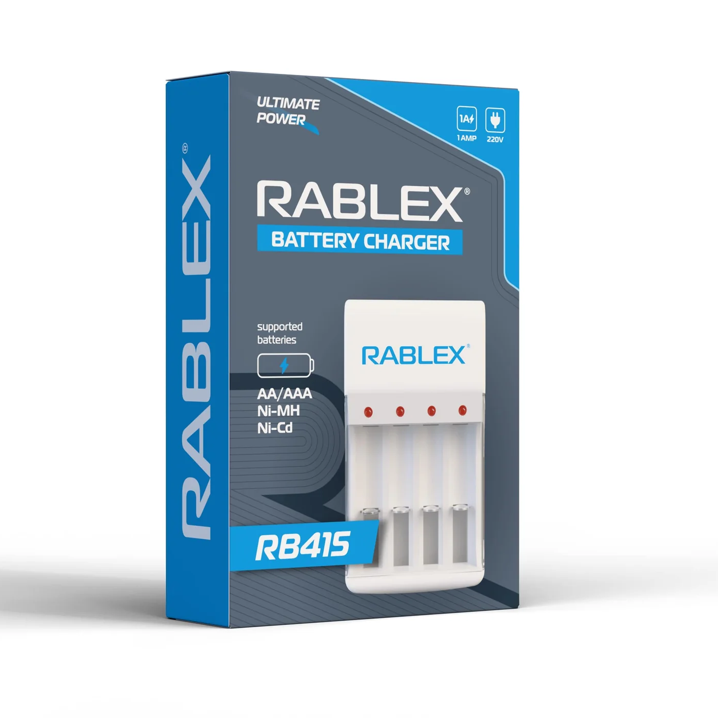 Зарядний пристрій Rablex RB415, 4 слоти, AA / AAA, Ni-MH / Ni-Cd, мережевий - Зображення 2