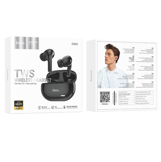 Навушники бездротові Hoco EW60 TWS Black з Bluetooth 5.3 - Зображення 2