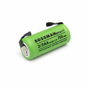 Акумулятор 2/3AA Ni-MH BOSSMAN PROFI 1.2V 750 mAh з пелюстками для пайки (технічний)