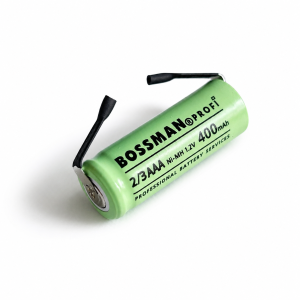 Акумулятор 2/3AAA Ni-MH BOSSMAN PROFI 1.2V 400 mAh з пелюстками для пайки (технічний)