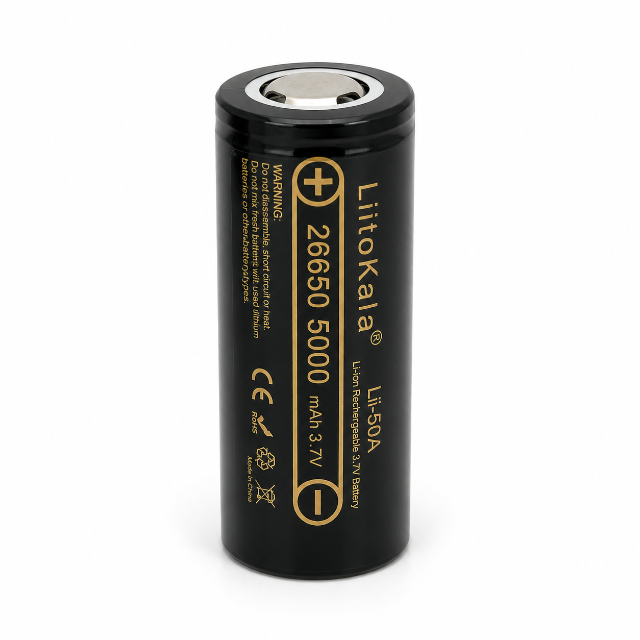 Акумулятор 26650 Li-ion LiitoKala LI-50A 3.7 V 5000 mAh 5 A (плоский плюс)