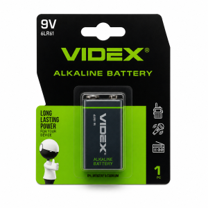 Батарейка Крона лужна Videx Alkaline 6LR61 9V